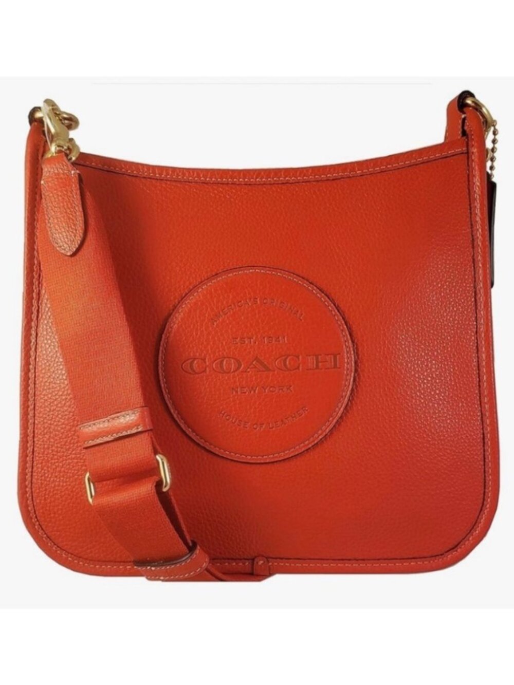 NWT Coach Dempsey File Crossbody Bag Miami Red Pebble Leather CA290